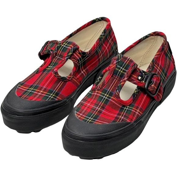Vans Tartan Plaid Mary Jane Shoes w/Buckle - NEW Womens 7 Red / Multi #46429-CL2 - Picture 3 of 5